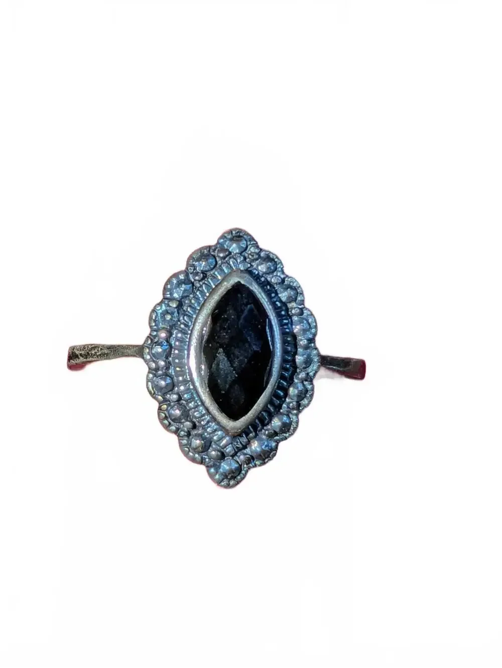Vintage Sterling Silver Black Stone Ring Size 8